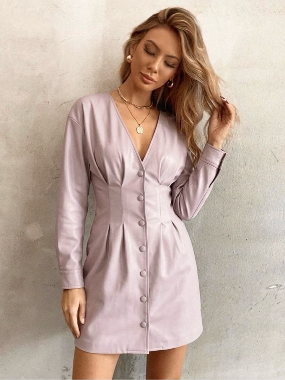 Missguided Lilac Purple Faux Leather Mini Dress NWT 4 Cocktail Chic Mod